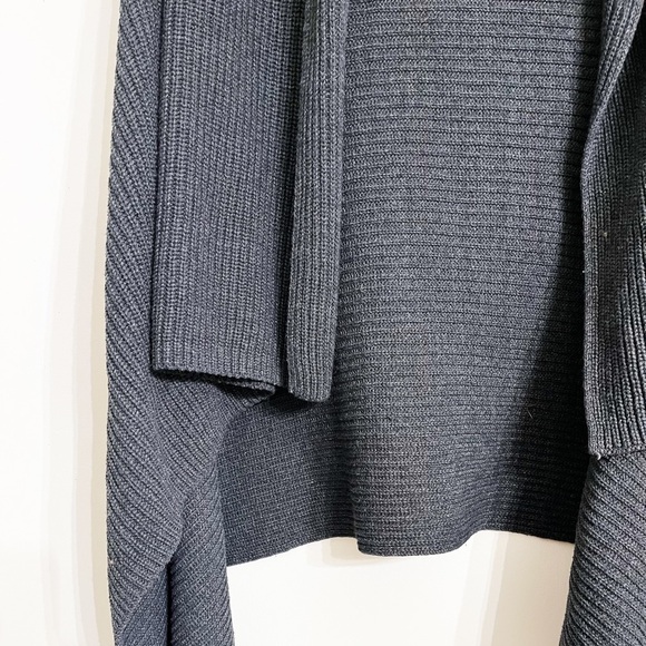 MERONA Women's Charcoal‎ Grey Ribbed Knit Draped Front Open Poncho Cardigan M - Picture 4 of 7